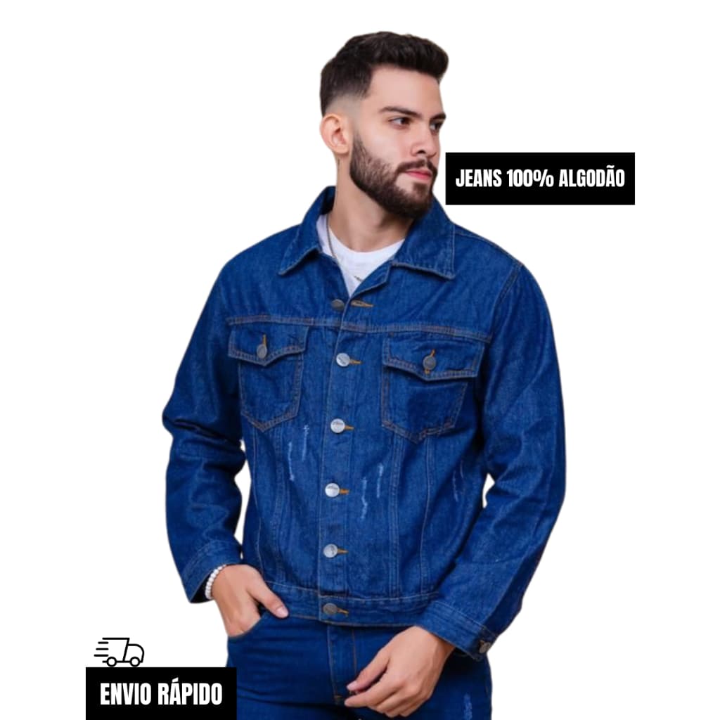 Jaqueta Jeans Masculina 100% Jeans Linha Premium Jaqueta