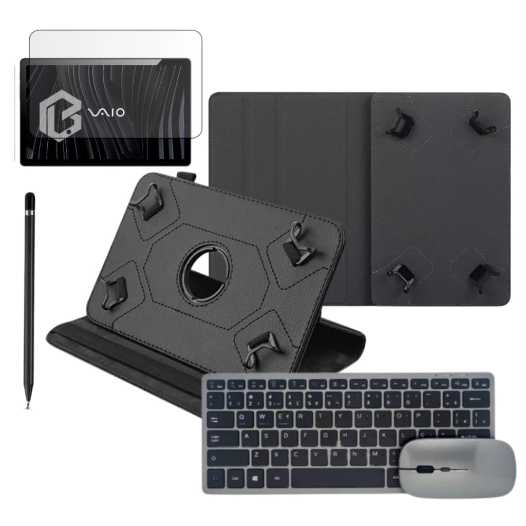 Kit Executivo Capa com Teclado + Mouse + Película + Caneta Para Tablet Vaio