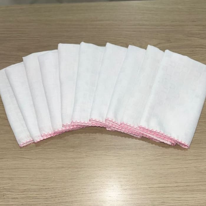 Kit 10 Peças de Fralda Babete de Boca Tecido Quadriculado 100% Algodão Paninho de Boca Para Bebê