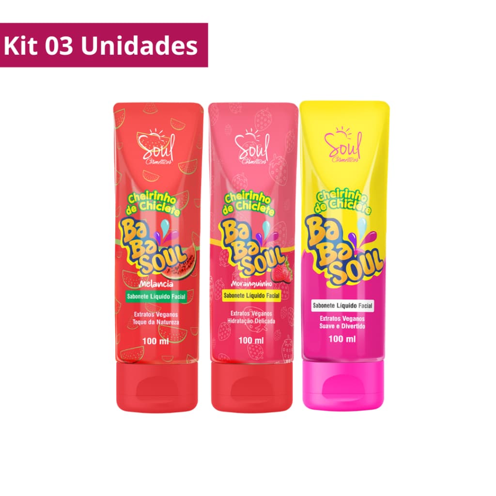 Kit 03 Unidades Sabonete Facial Babasoul 100ml Soul Cosméticos
