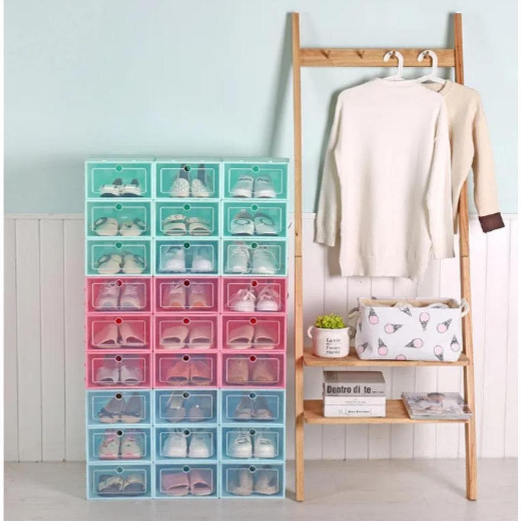 Kits de Caixas Organizadoras Para Sapatos Tênis Empilhável Tampa Flip