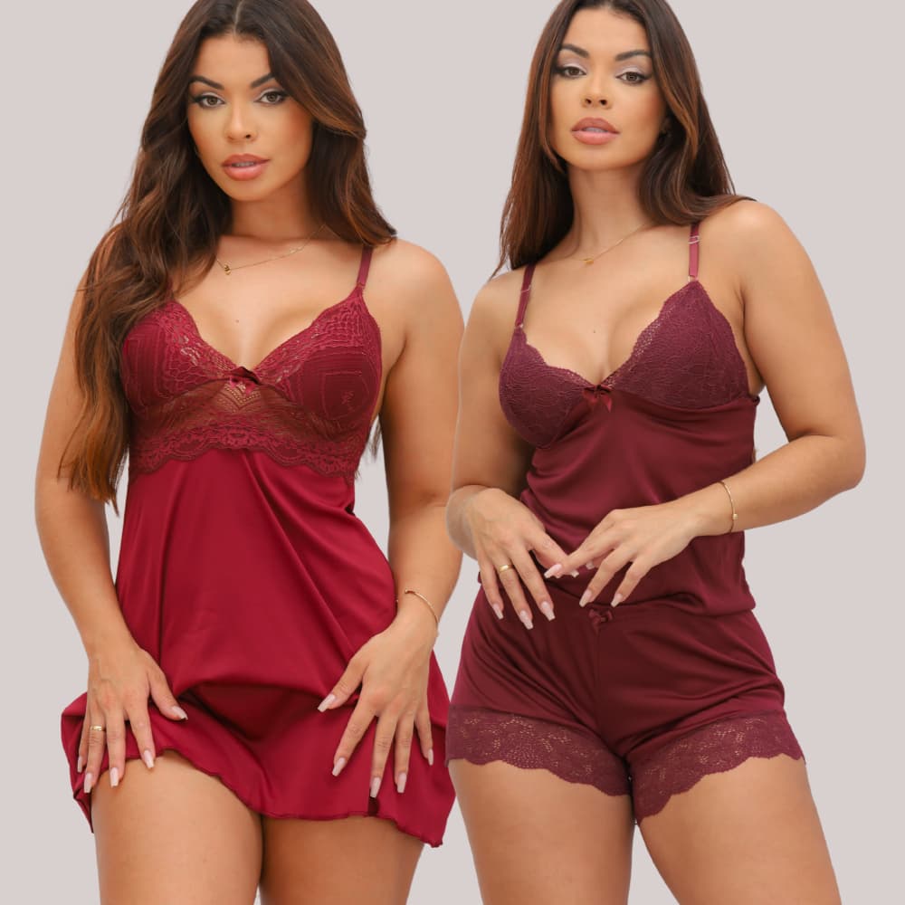 Kit Baby doll e Camisola Feminina com Calcinha Sensual