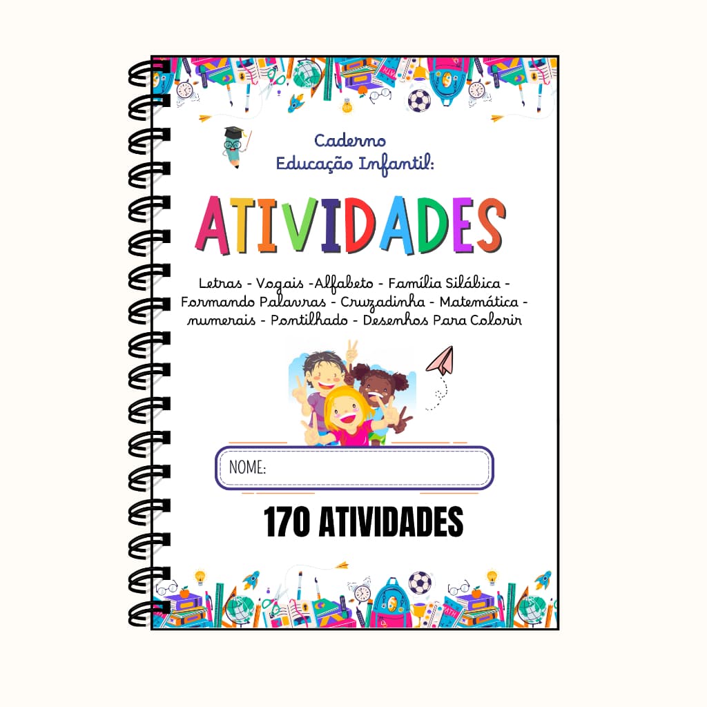 Apostila A4 alfabetização com 170 atividades - Escola Livro infantil Exercícios Práticos 80 páginas