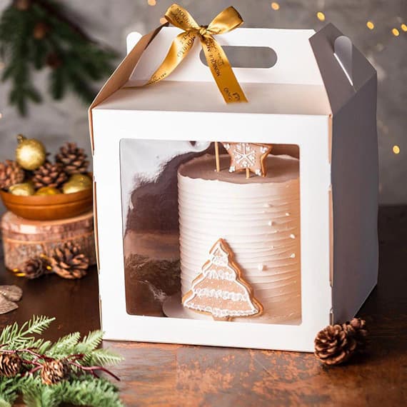 Caixas 26x26x26 Para Bolo/Torta Bolo Alto Alça Branco Com Visor Confeitaria KIT 5~20