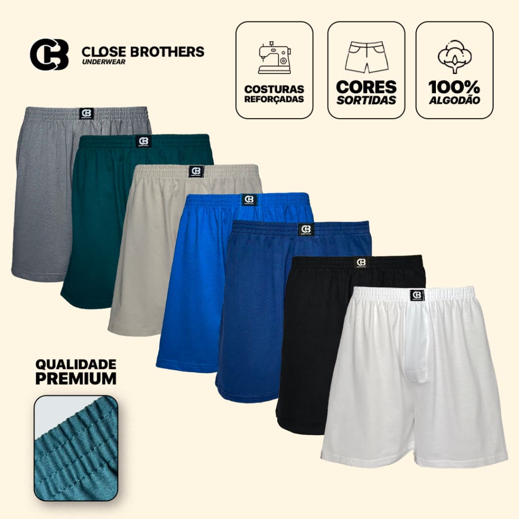 Kit 5 Cueca Samba Canção Plus Size P ao G6 100% Algodão Leve e Fresca Conforto Pijama Masculino