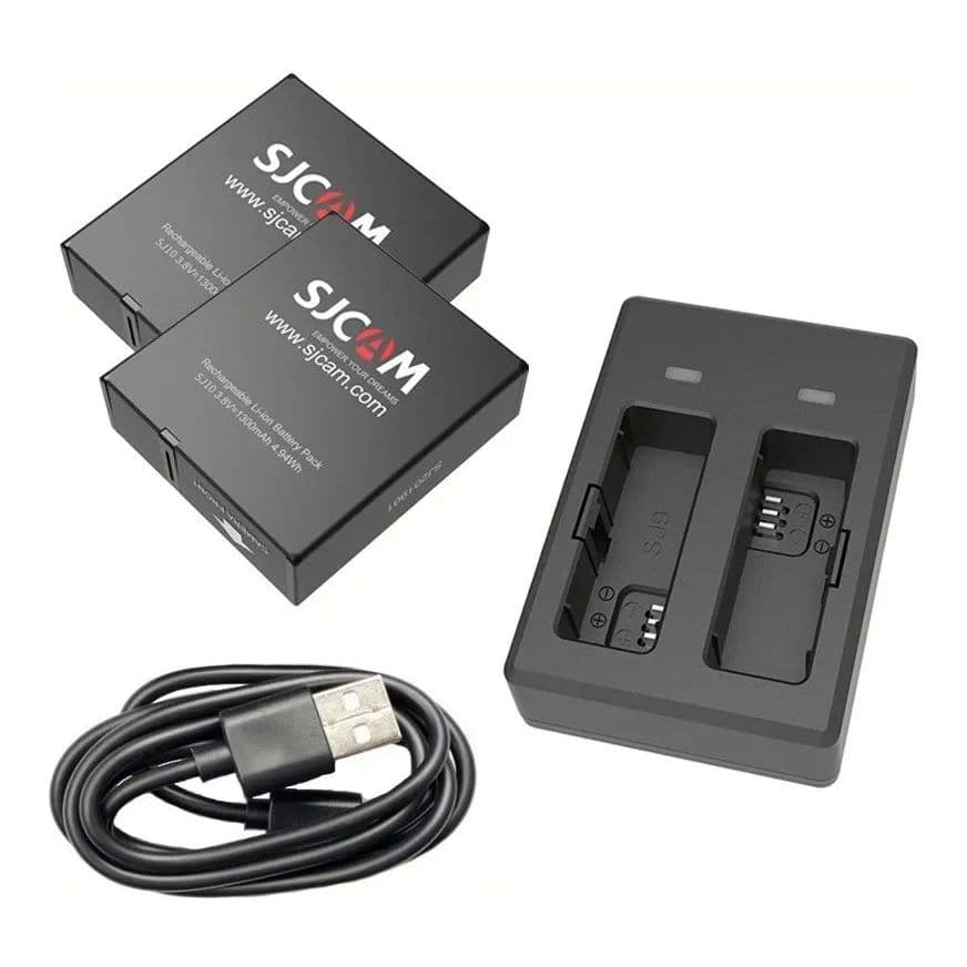 para Sjcam Sj11 Sj10 Kit2 Baterias e 1Carregador duplo   Capacidade da bateria 1300mah