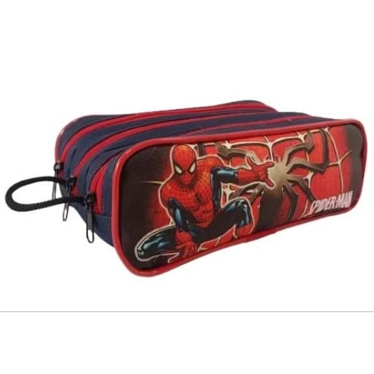Estojo escolar 3 divisões Homem aranha azul marinho