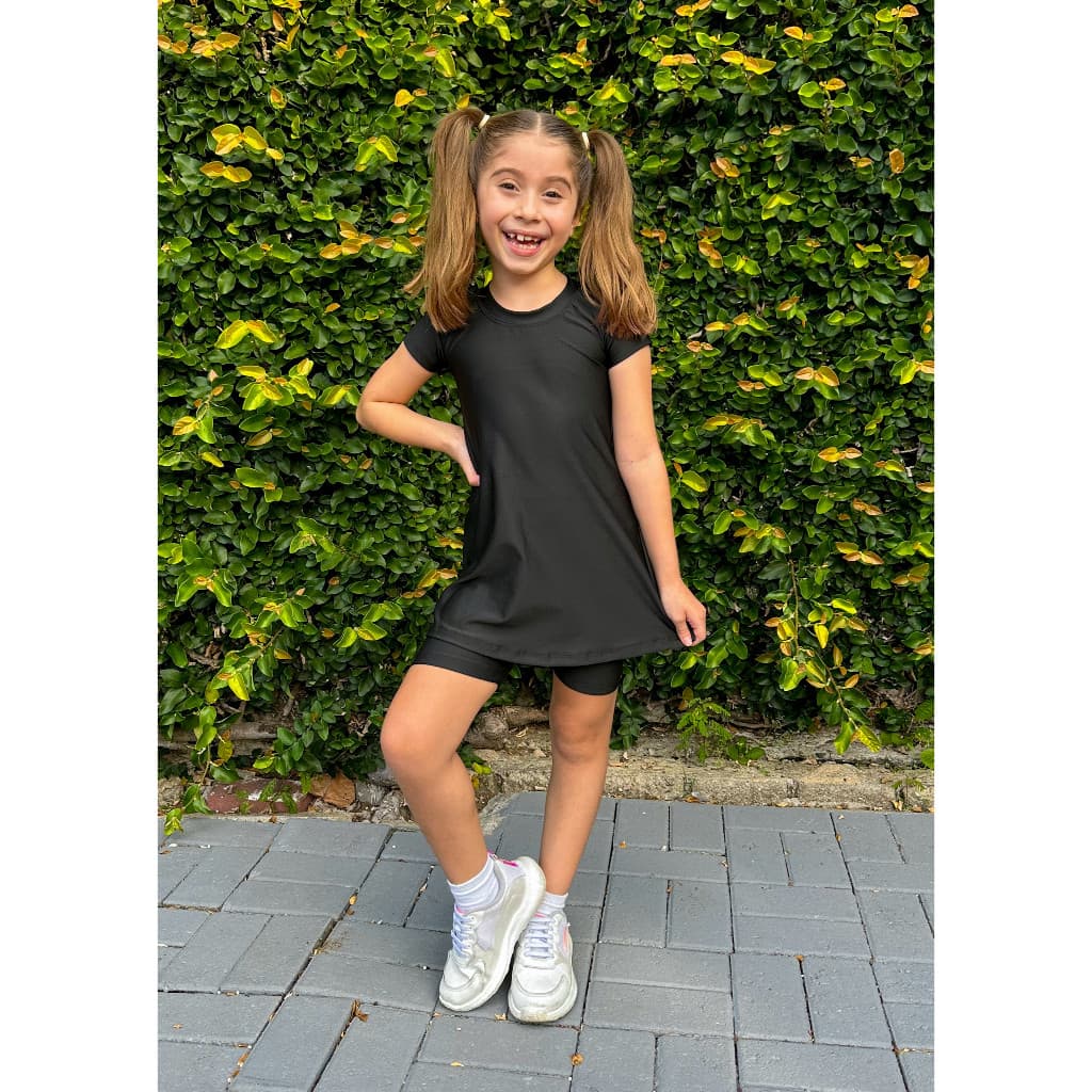 Vestido e Short Fitness Infantil Menina Kids Roupa de Treino