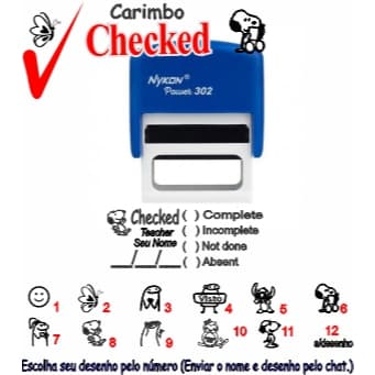 Carimbo Checked - Carimbo para professores Checked  visto Inglês