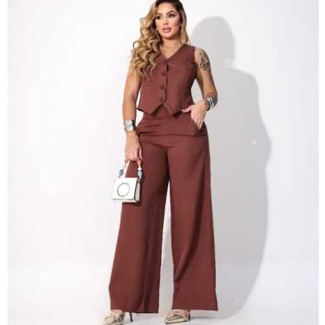 Conjunto Social Alfaiataria Colete Calça Pantalona Uniforme Gerente Casamento Plus size Pequeno Grande