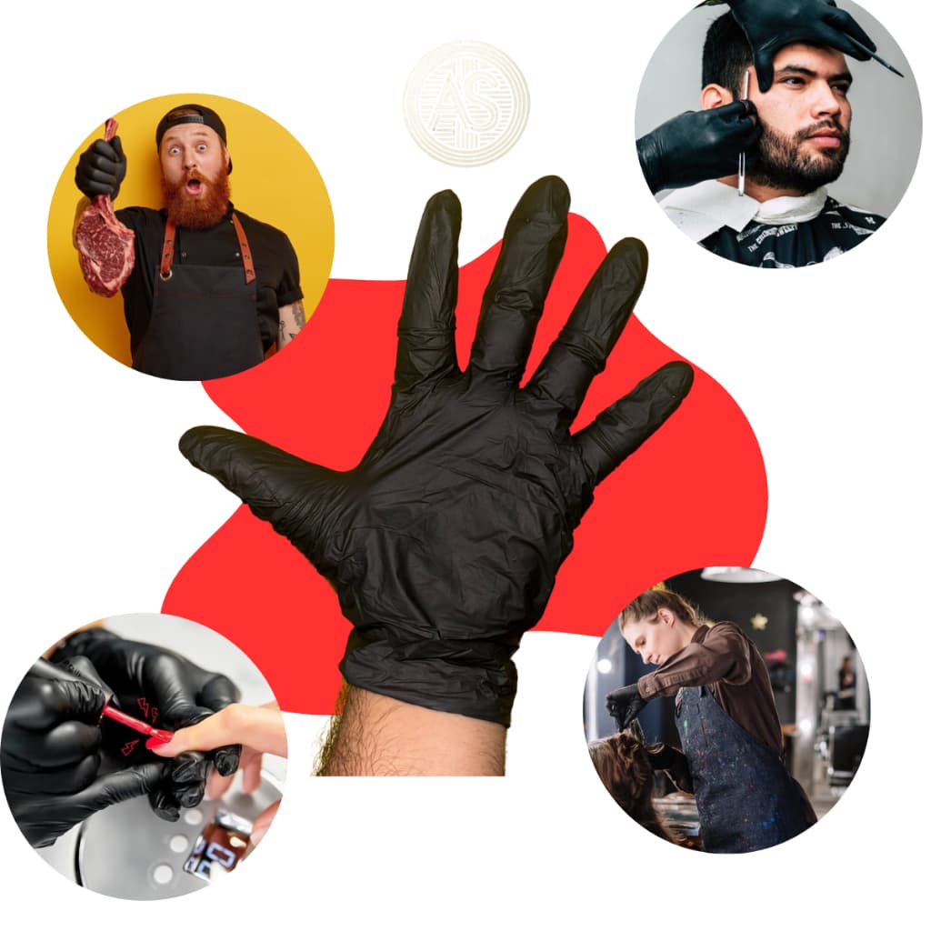 Luva Nitrilica Preta Descartavel Sem Pó 100 unidades Resistente Ambidestro Industrial e Domestico