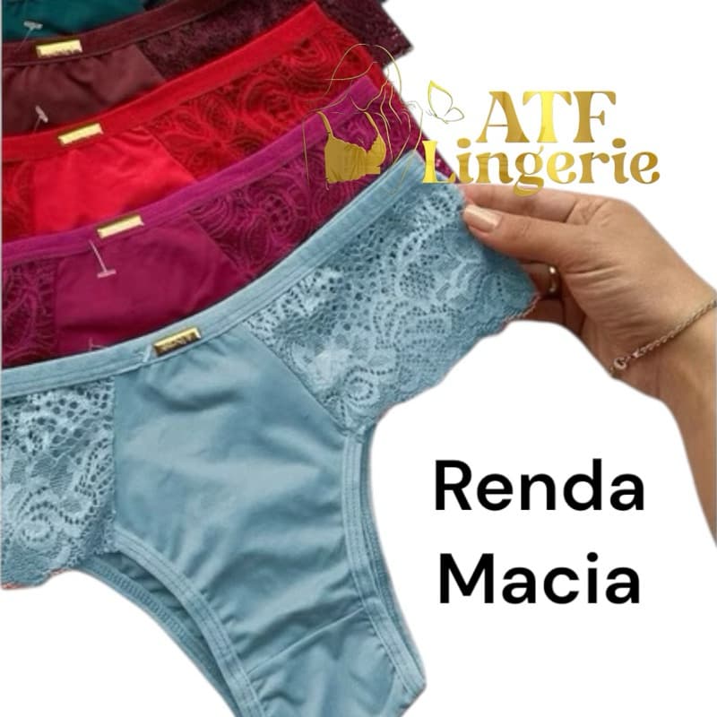 Kit Com 10 Calcinhas Renda Lateral Microfibra Premium