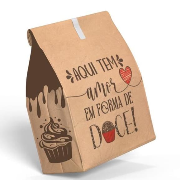 50 Sacos Kraft Papel Para Delivery Doces Bolos Muffins Doceria