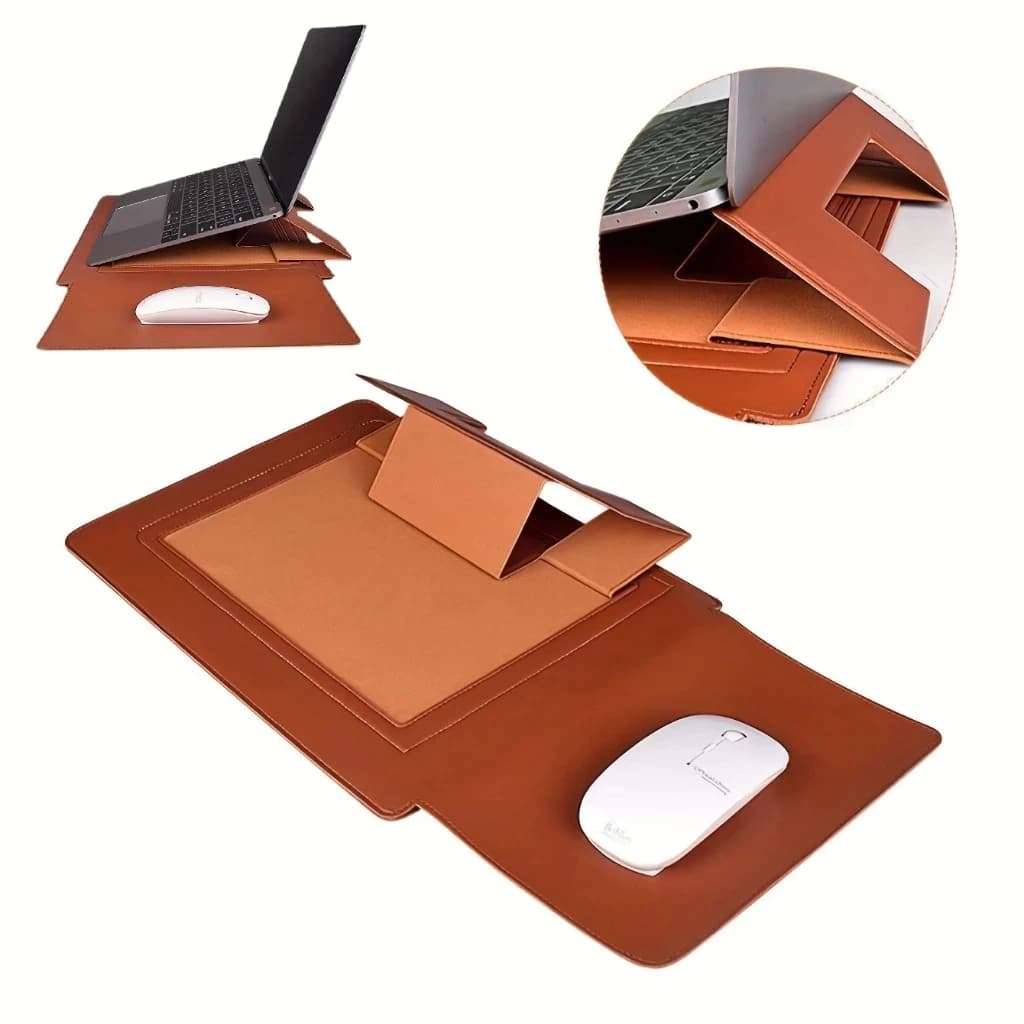 Capa Para Notebook Stand Macia De Couro PU Macbook Air Pro 13,3 e 15-16,2 Polegadas Bolsa