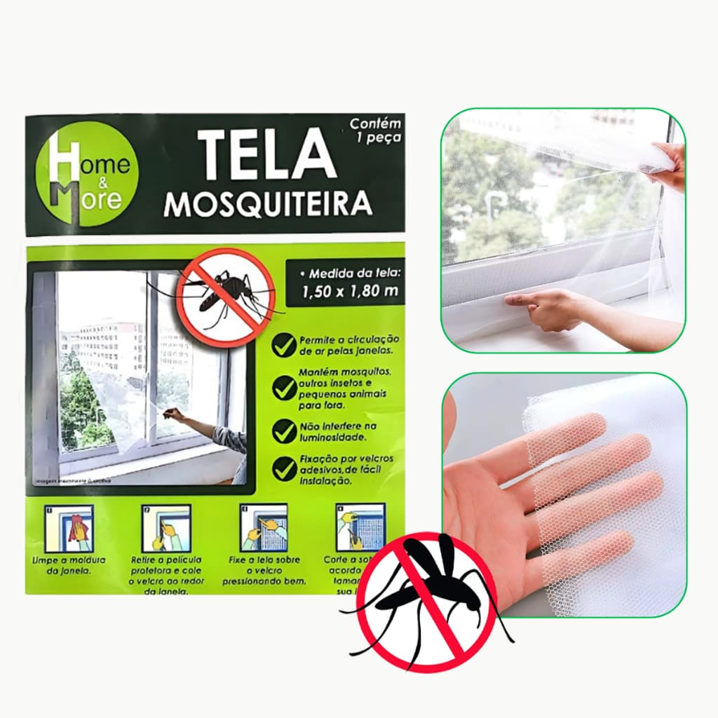 Combo 03 Tela Mosquiteiro Anti Inseto Janela Velcro Colante 150x180cm e 150x130cm Personalizado