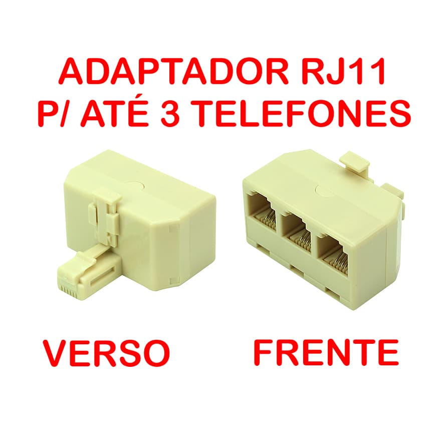 ADAPTADOR PARA TELEFONE 1 RJ11 MACHO X 3 RJ11 FÊMEA