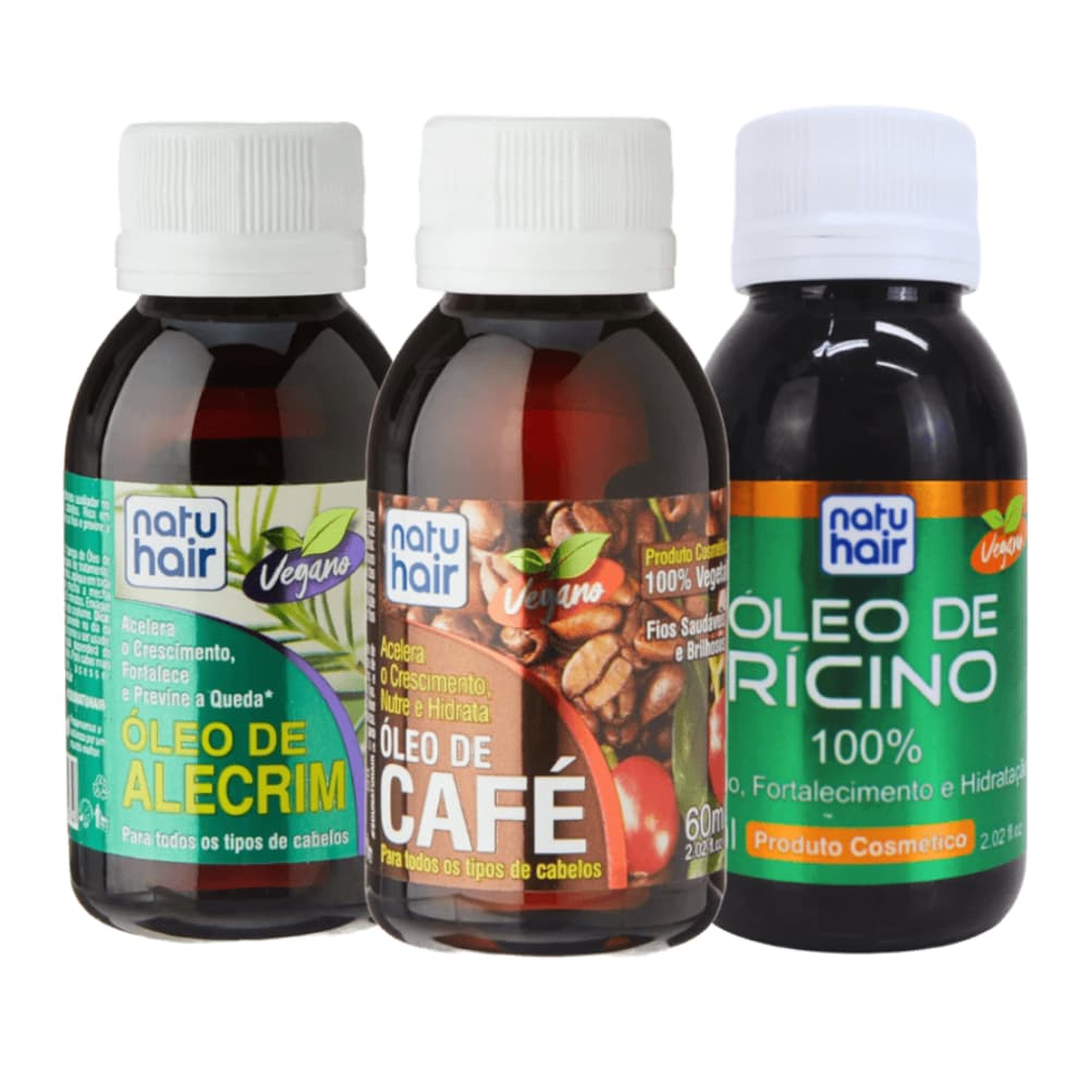 Kit Crescimento Capilar Natuhair Óleo de Café + Rícino + Alecrim 60ml