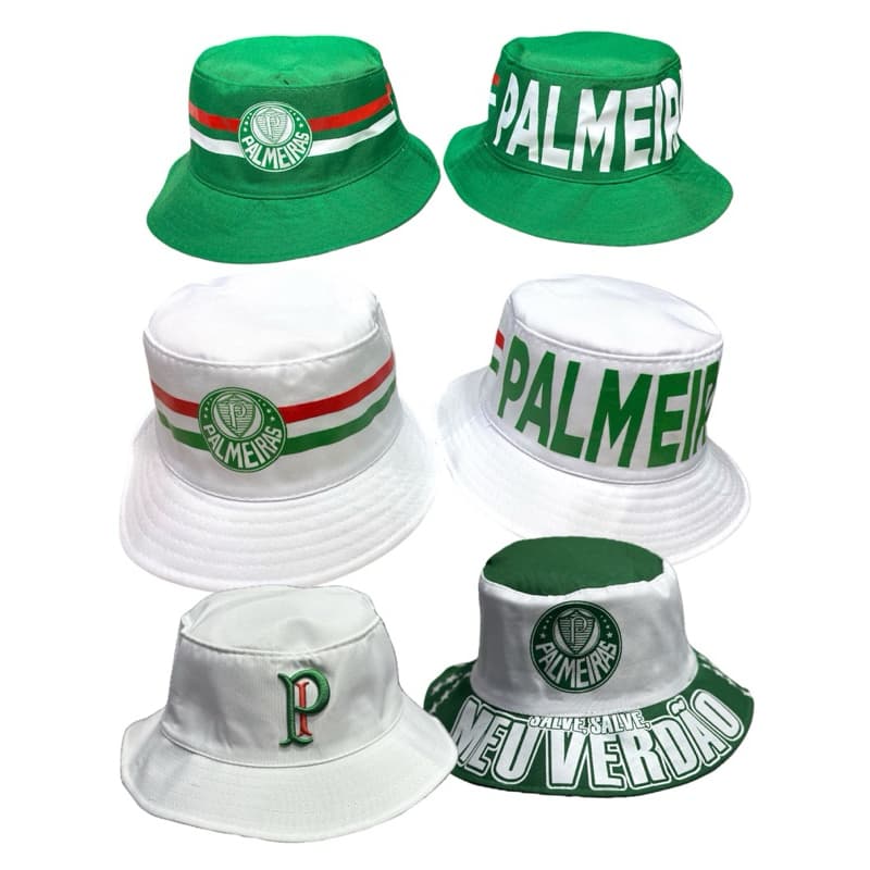 Chapéu Bucket Hat Palmeiras M/G | Verde e Branco | Torcedor Unissex | Proteção Solar UV