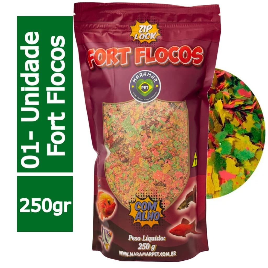 Ração Para Peixes Maramar FortFlocos 250g. P/ Peixes Ornamentais em Flocos ZLPET