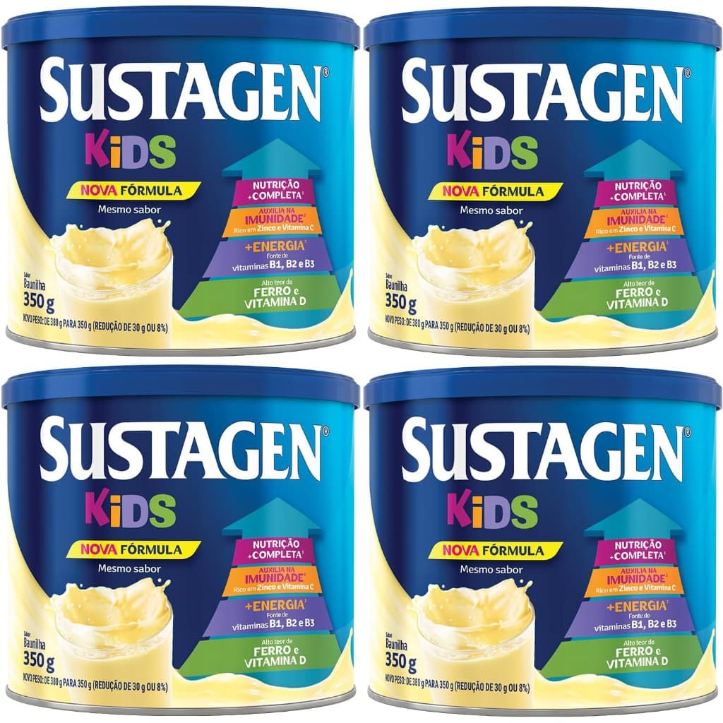 Kit 4 Latas Sustagen Kids - Baunilha 350g cada EQ.1