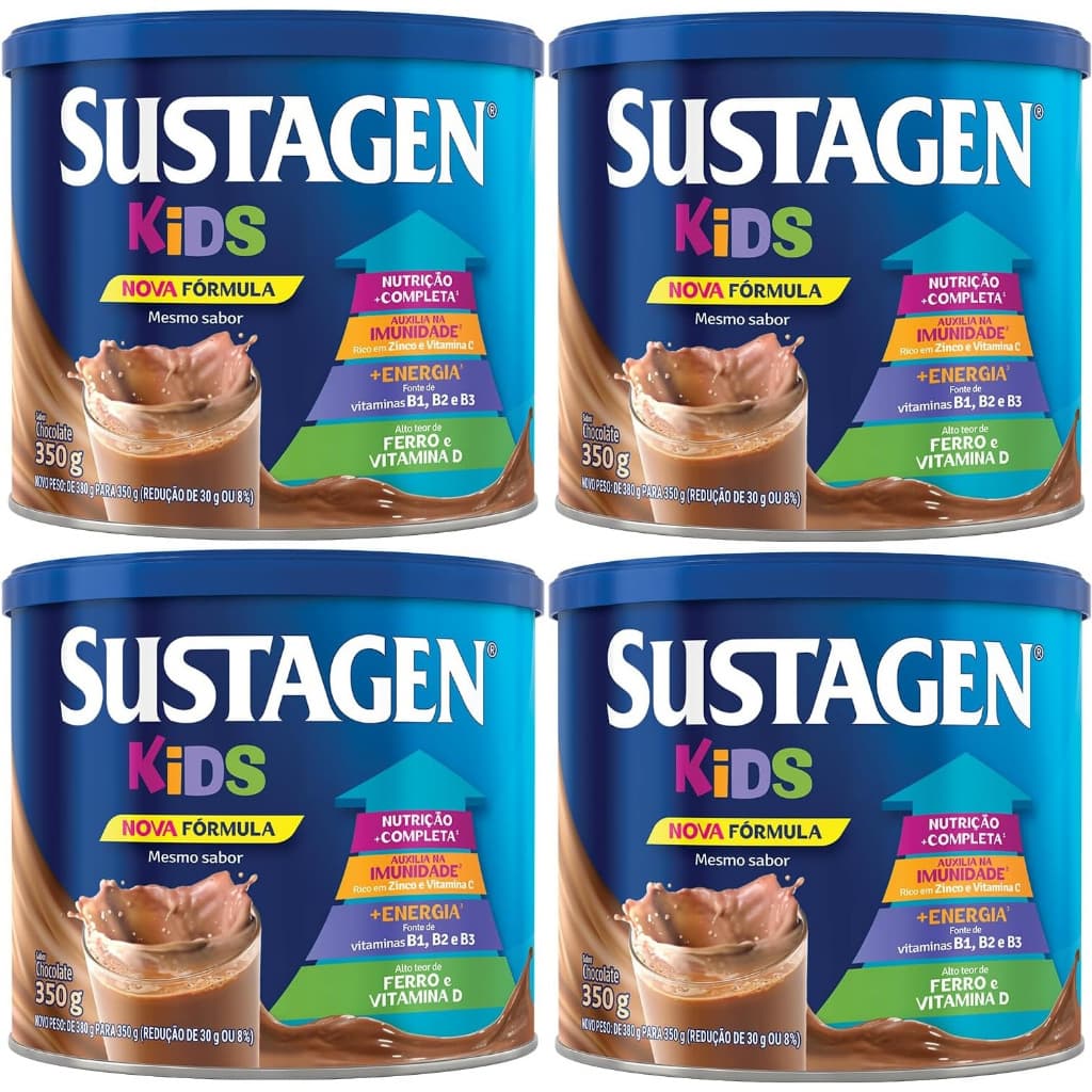 Kit 4 Latas Sustagen Kids - Chocolate 350g cada EQ.1