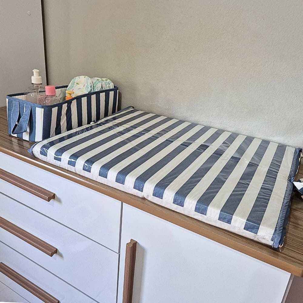 Kit Trocador Cômoda + Organizador Fraldas Coleção Eclipse Listrado