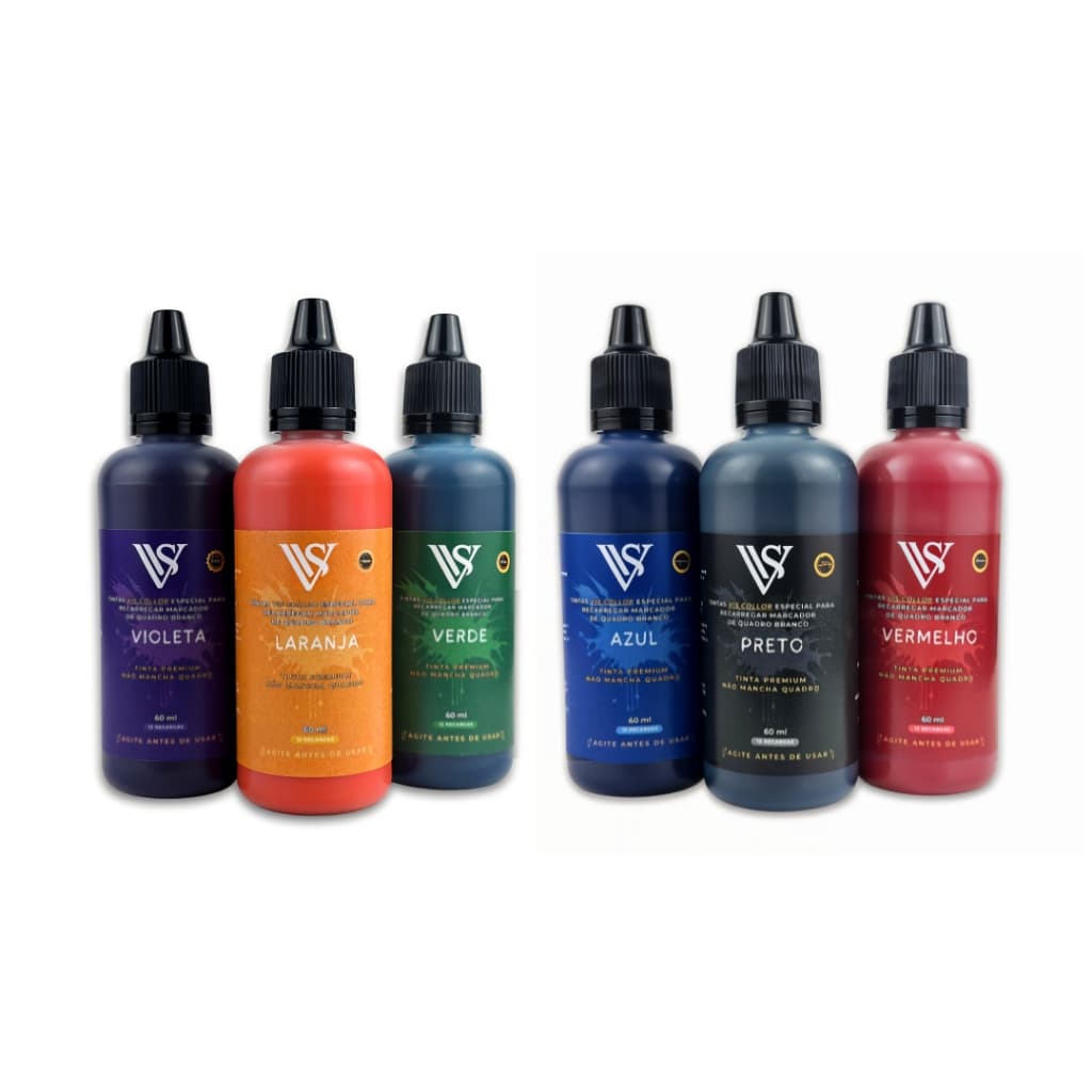 KIT 3 Tintas Premium Para Marcador de Quando Branco V Board Master Pilot 60 ML- NAO MANCHA QUADRO