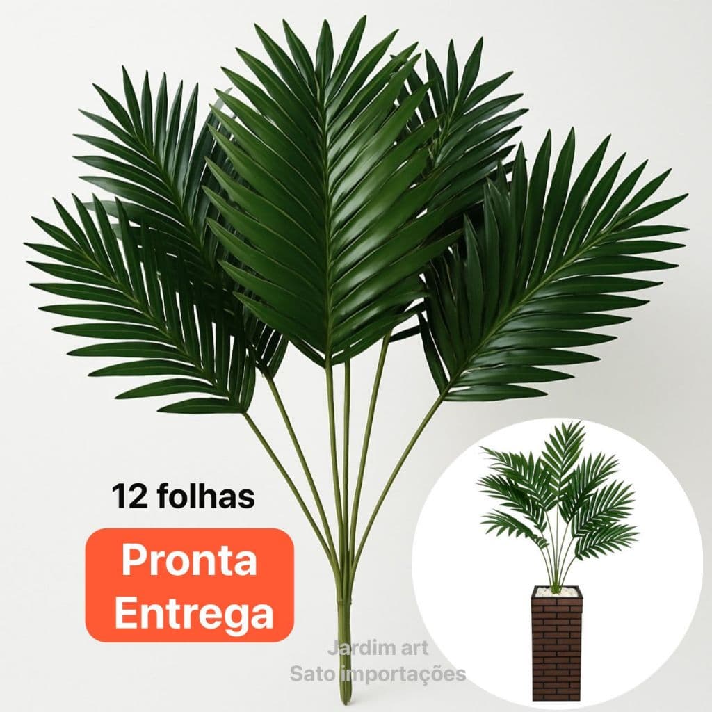 Buquê de Palmeira Artificial 70cm 12 Folhas Verde Cod505