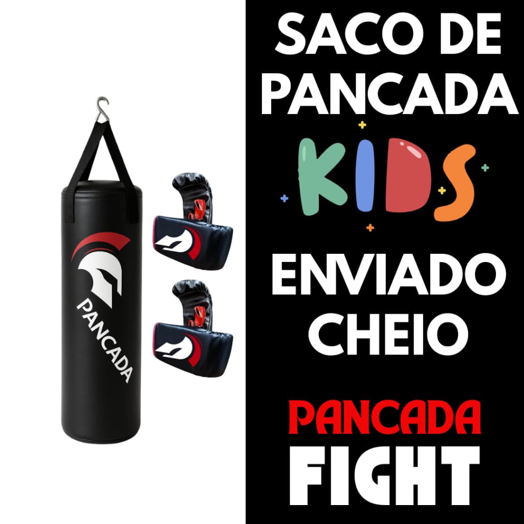 Kit Saco De Pancada Cheio Infantil + 2 Pares de Luva Bate Saco