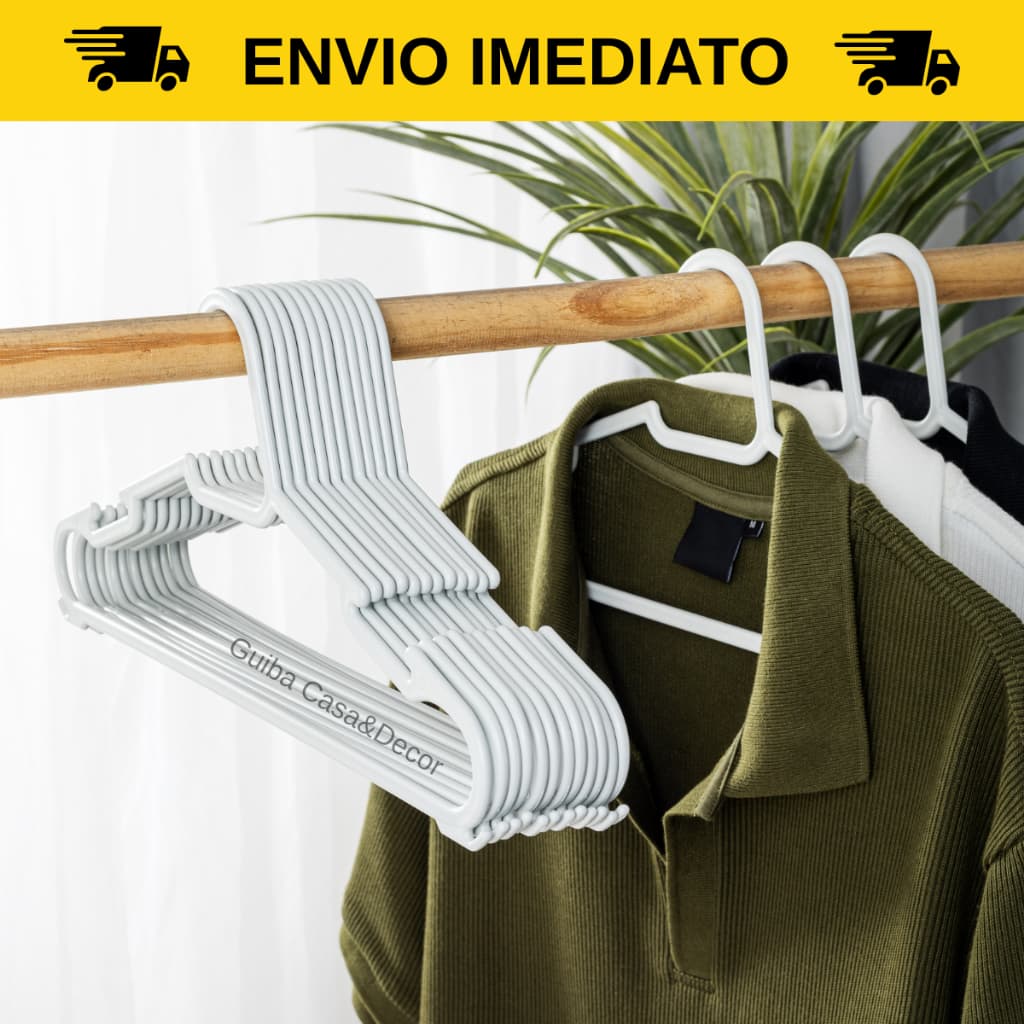 Kit 10 a 100 cabide adulto Branco roupas atacado reforçado resistente barato 100 unidades CABIDE BRANCO