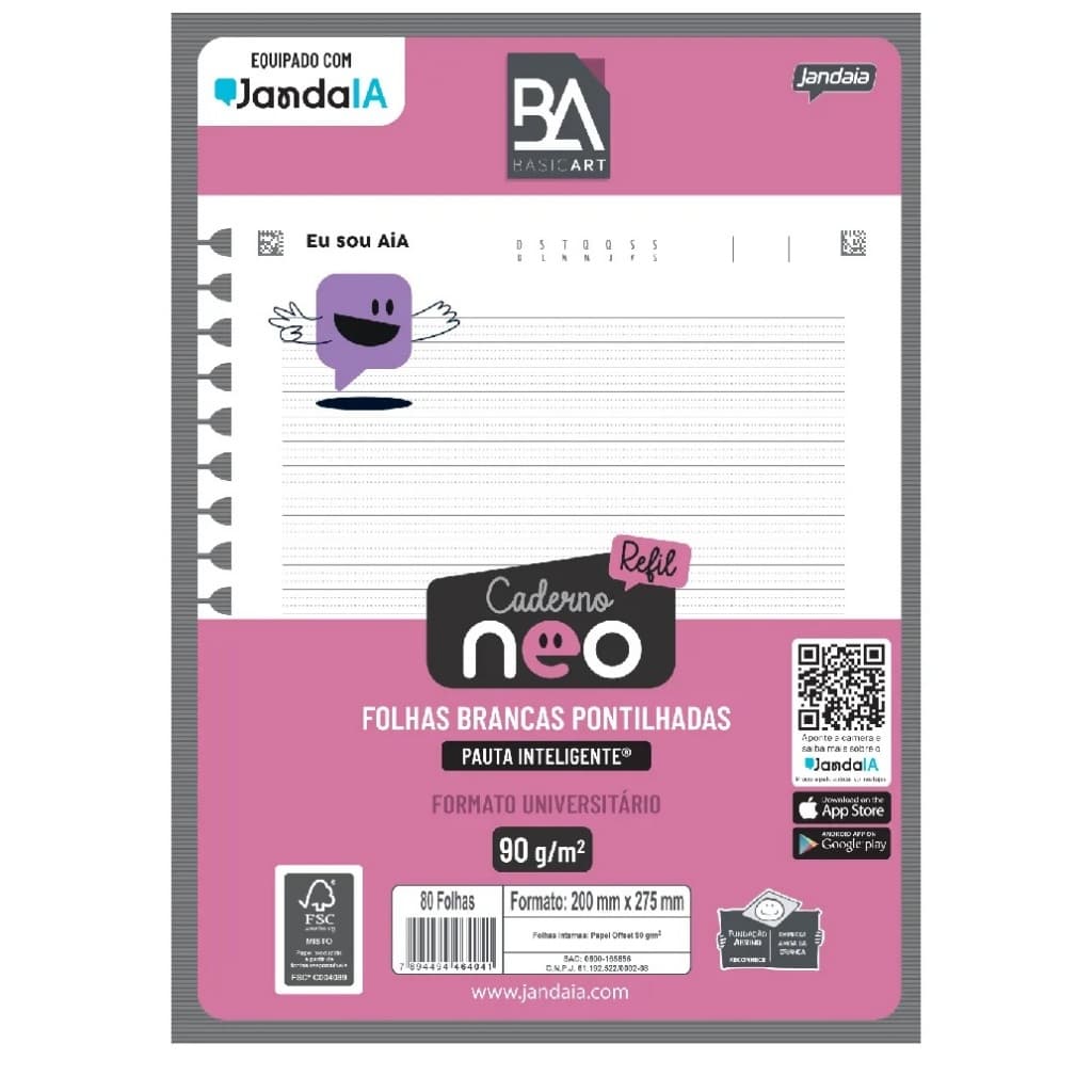REFIL UNIVERSITÁRIO NEO – BASIC ART 80 FOLHAS - JANDAIA