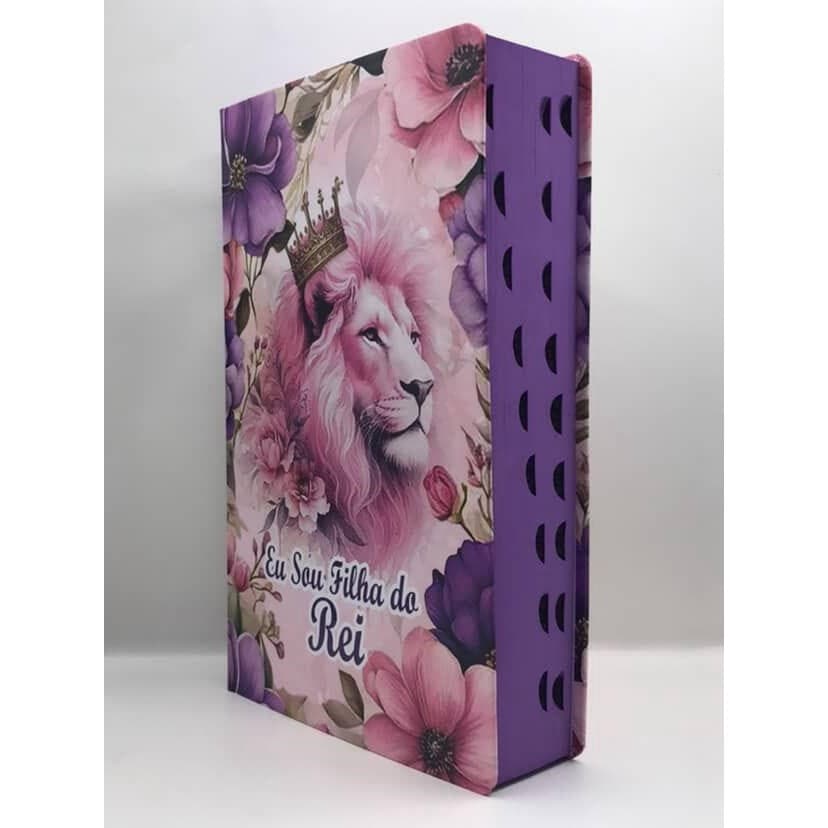 Bíblia Sagrada Tamanho Grande Com Harpa Palavras de Jesus em vermelho Leão rei Rosas