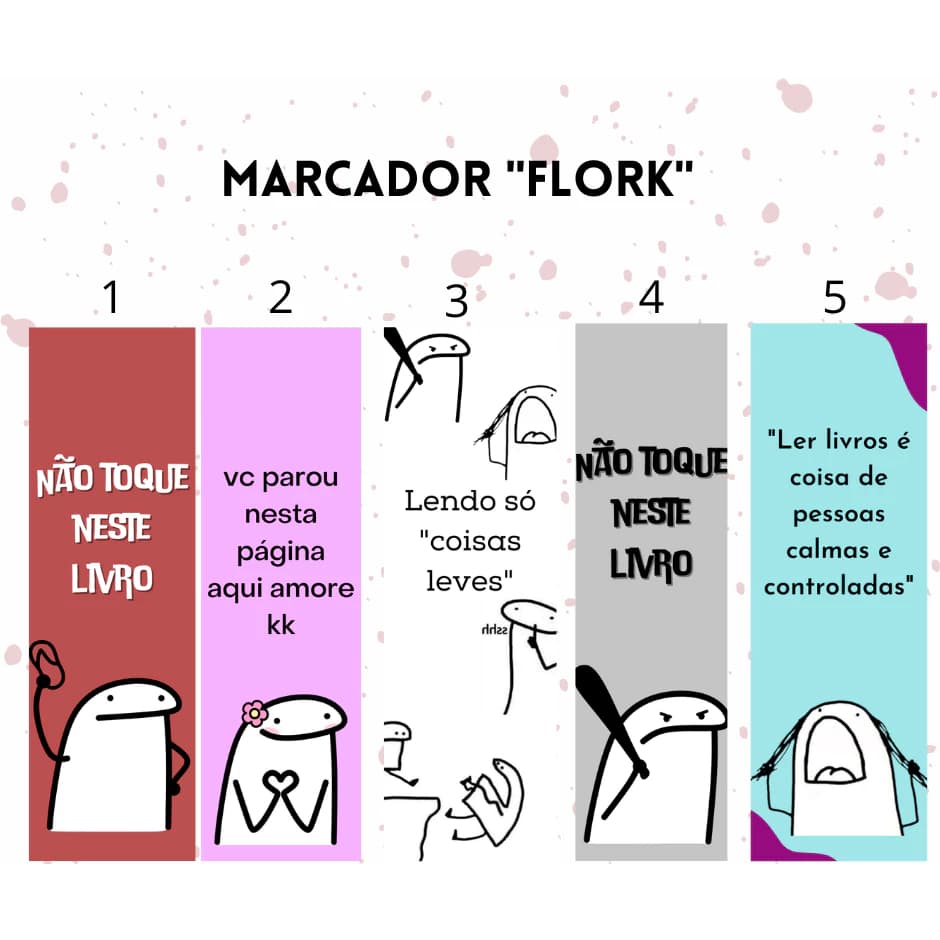 Kit 5 Marcadores De Páginas Plastificado Flork