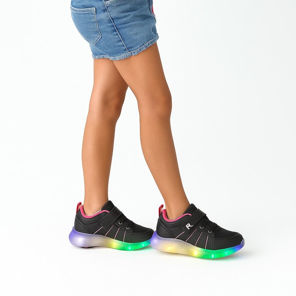 Tênis Infantil Luz Led Rodinha Juvenil Feminino Masculino Menina Menino Confortável Segurança