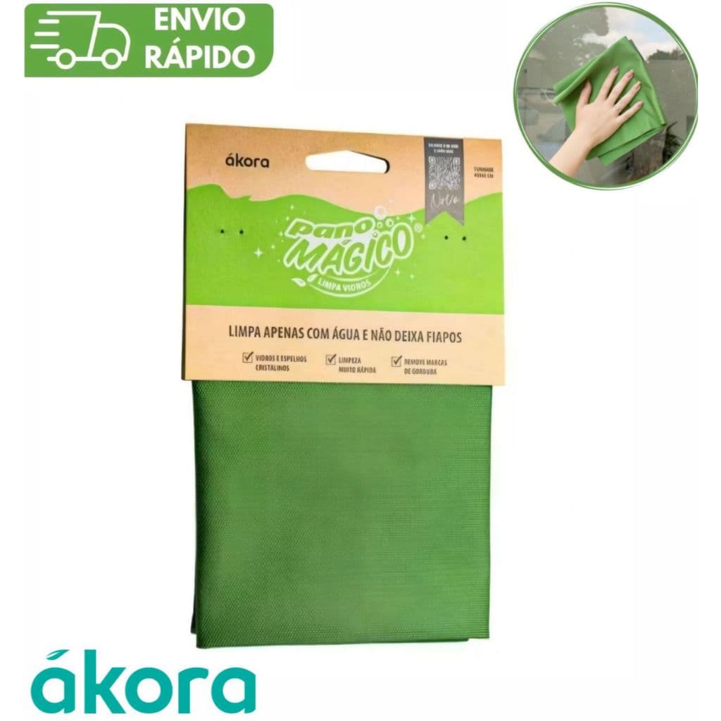 KIT 1 2 3 4 PANO MÁGICO LIMPA VIDROS ÁKORA ORIGINAL (POLIÉSTER E POLIAMIDA) – LIMPE FÁCIL SOMENTE COM ÁGUA!