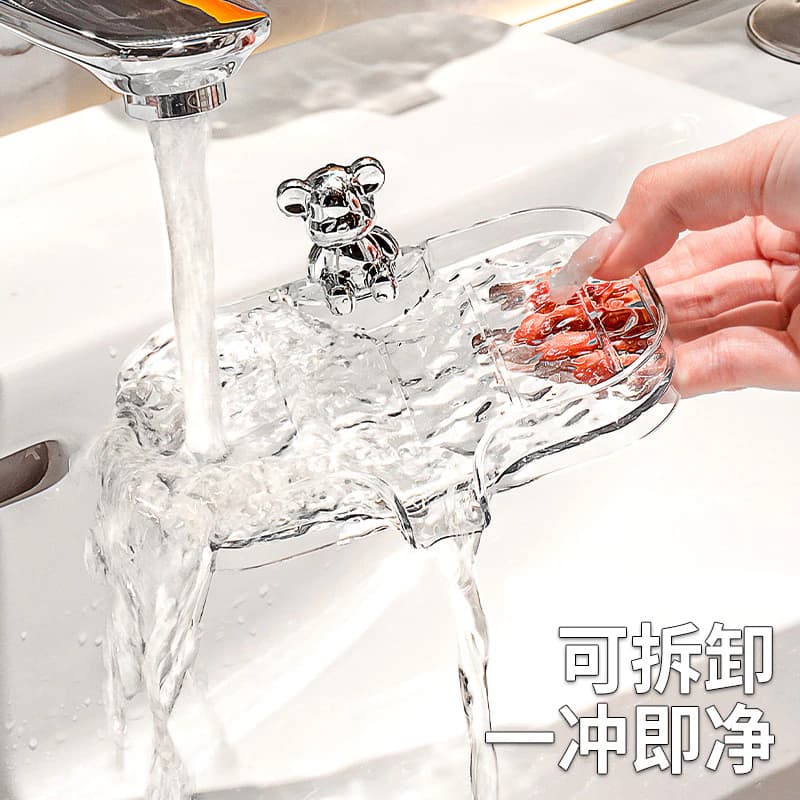 Saboneteira Ursinho Para Banheiro E Lavanderia Luxo Sem Furo Com Adesivo Na Parede