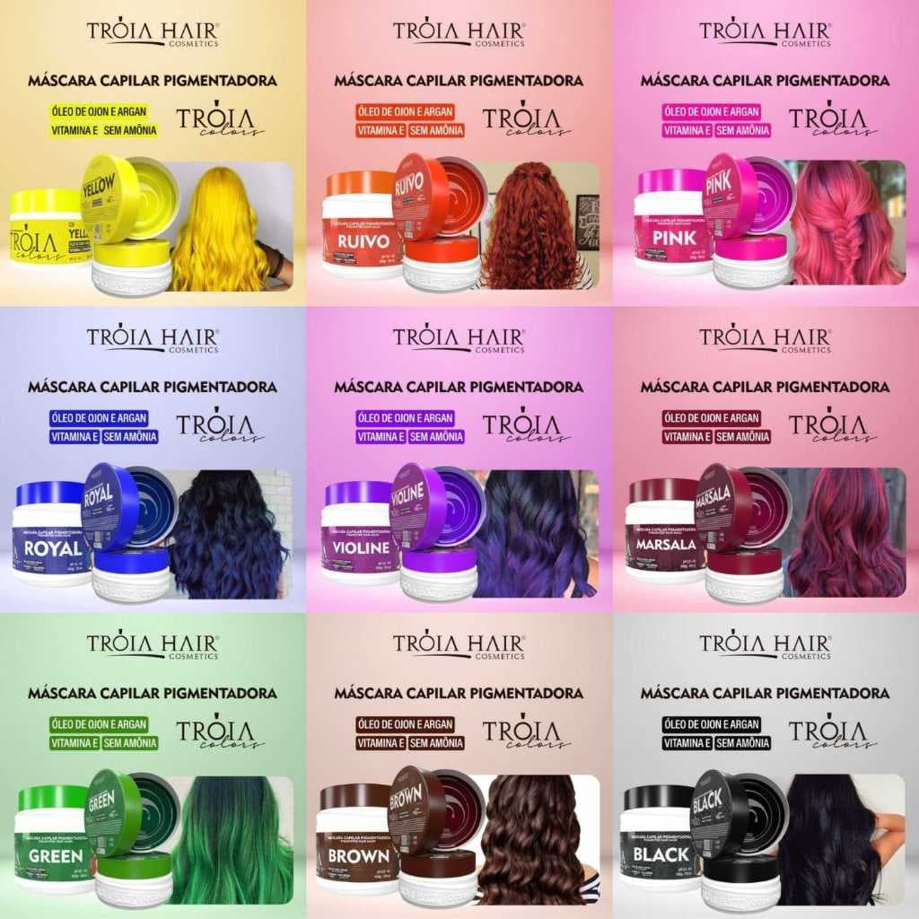 Máscara Capilar Pigmentadora Troia Colors 150g Cor fantasia - Troia Hair Variação