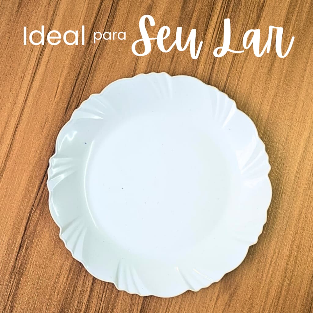 Kit 10 a 50 Pratos Sobremesa com Borda Branco Refeição Churrasco Festa Plástico Pétala