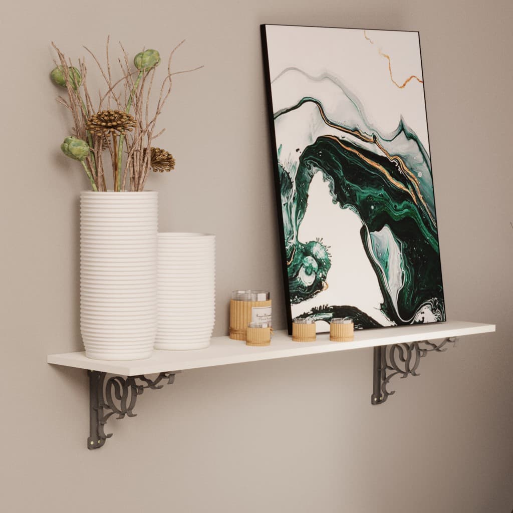 Prateleira Reta 40/60/75/90 Branco Com Mão Francesa Estilo Colonial Suporte Decoração Sala Quarto Banheiro Escritório