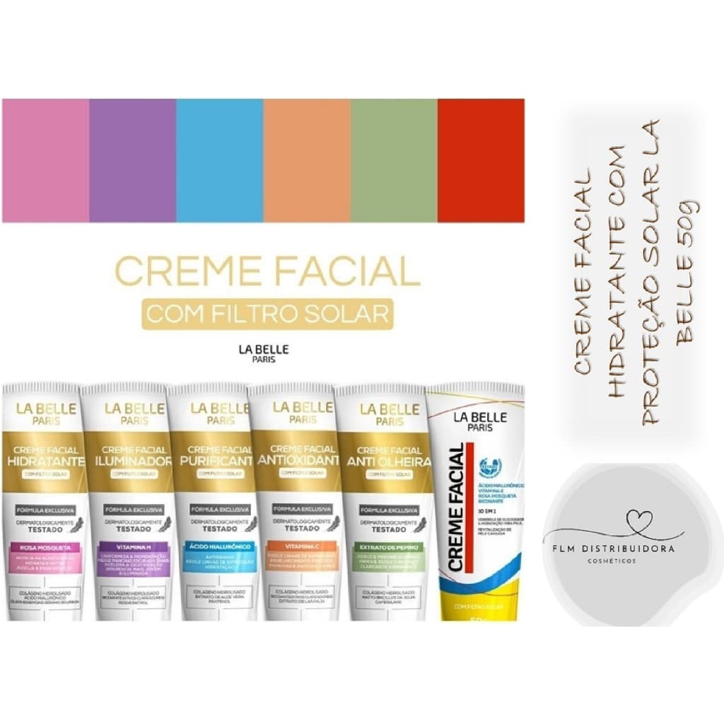 Creme Facial Hidratante Facial La Belle Paris 50g Com Filtro Solar