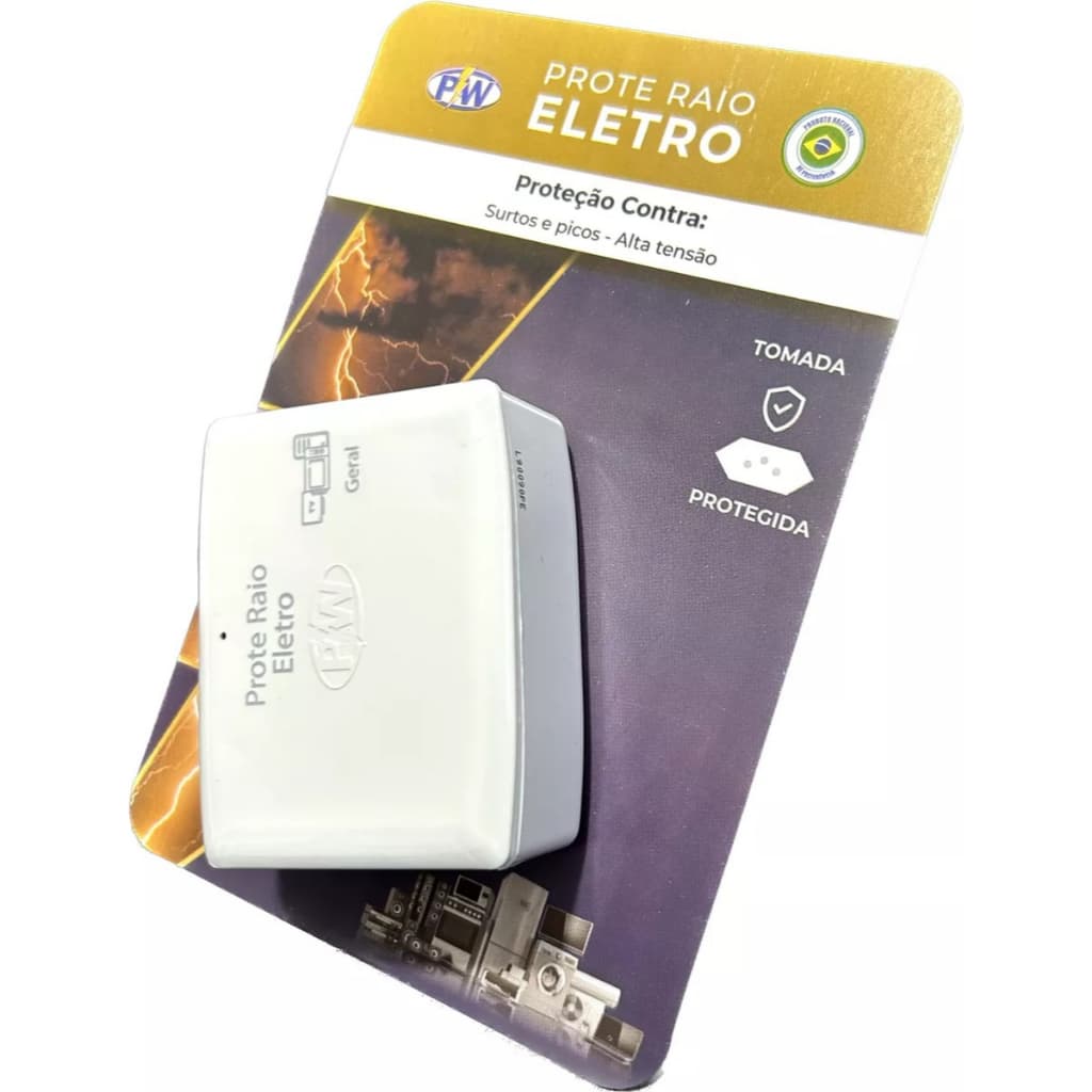 Protetor Contra Raios e Quedas de Energia 2 Tomadas Pw Eletro Geral, Contra Picos e Surtos Elétricos