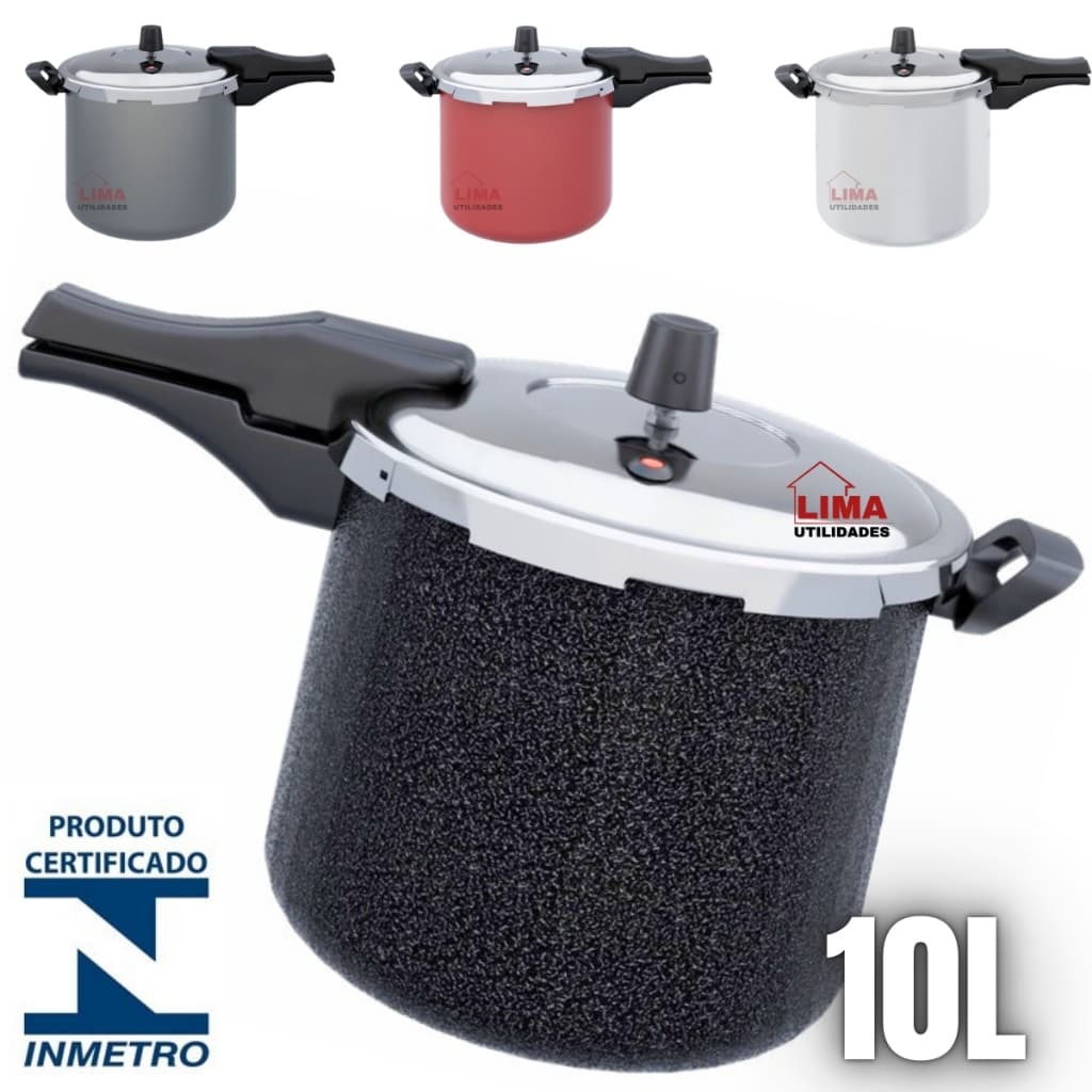 Panela De Pressão 10 Litros Fechamento Externo Certificado Inmetro Cozimento Rapido Garantia 1 Ano