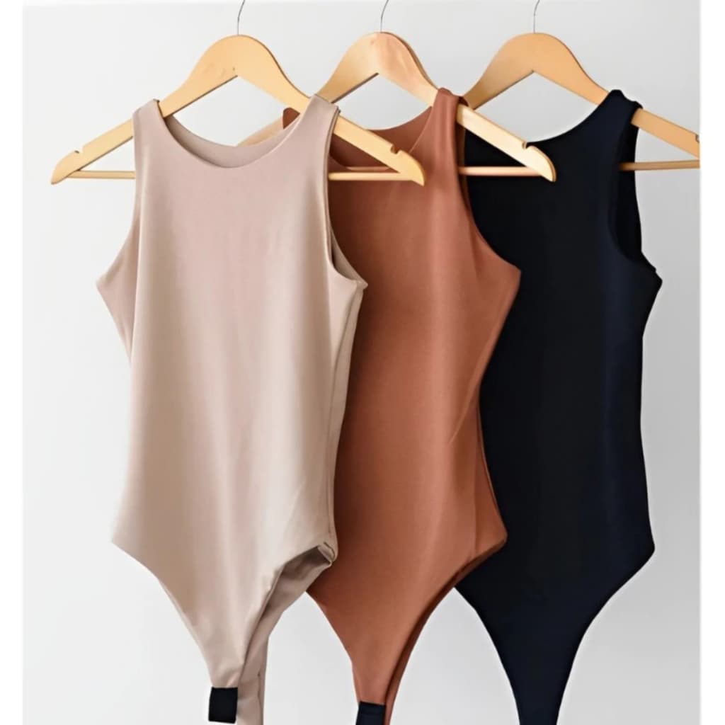 Kit 3 Bodys Bory Boddie Body Suplex Premium Feminino Regata Básica Casual com Forro Duplo