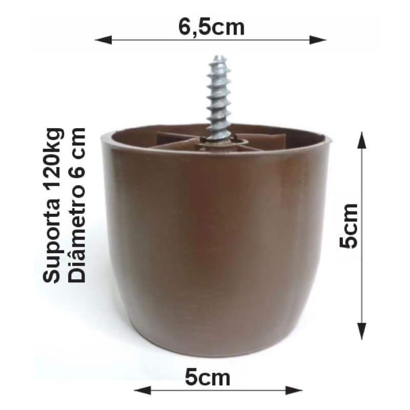 Kit C/  08 Pé De Sofá Rack Cômoda 4cm Plástico Pezinho Acompanha Parafusos