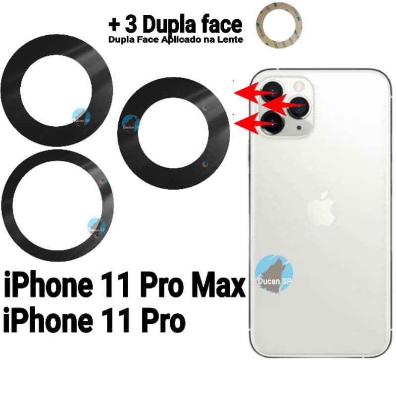 Lente Vidro Camera Traseira Lente iPhone 11 Pro Max / Lente iPhone 11 Pro Vidrinho Traseira Da Câmera + Dupla Face