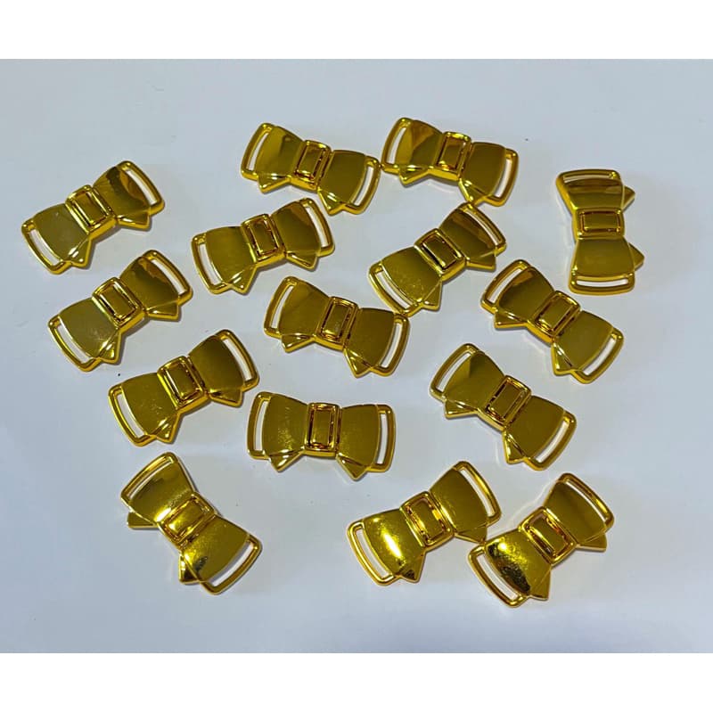 Fivela de encaixe Laço para cintos elásticos Dourada 15mm - 50 pares - 100 pares