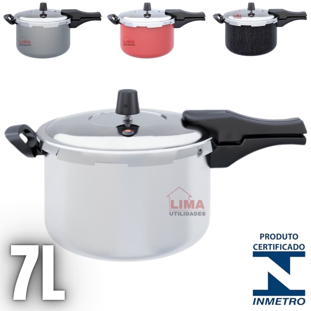 Panela De Pressão 7 Litros Fechamento Externo Certificado Inmetro Cozimento Rapido 1 Ano Garantia