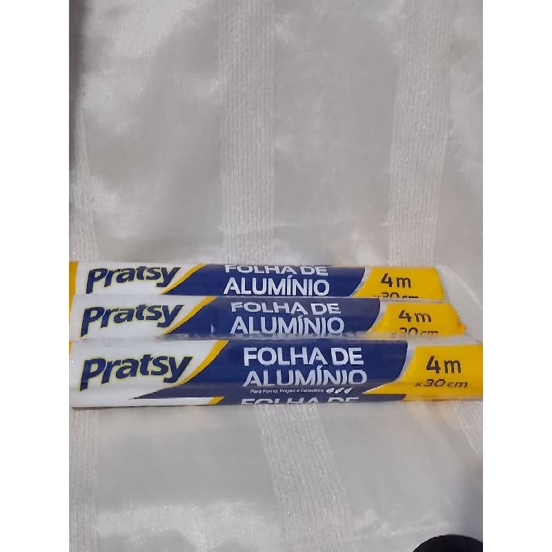 Kit com 3 rolos de papel alumínio pratsy 4 m x 30 cm