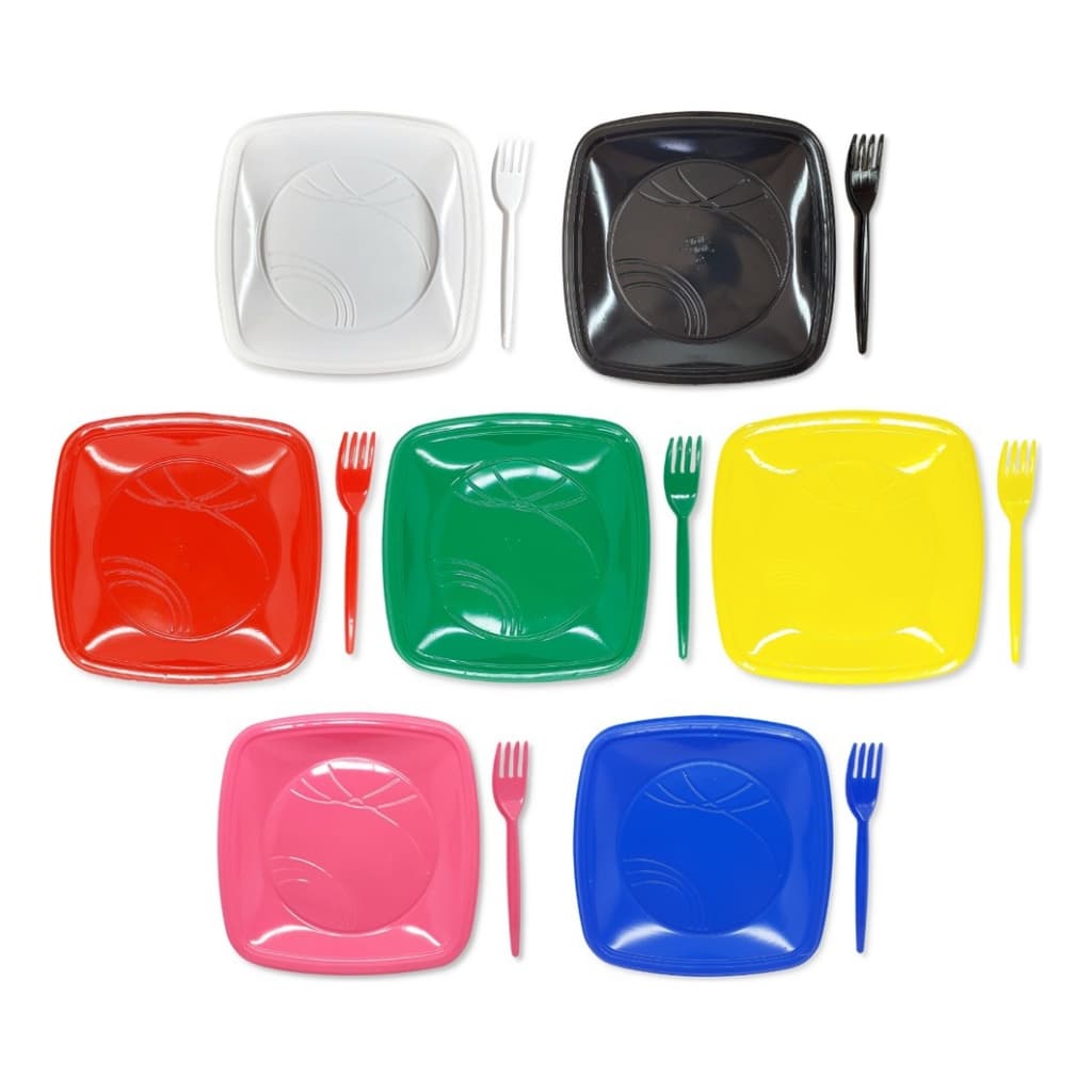 Pratinho Para Bolo 15cm Prato 50 Uni + 50 Garfos Coloridos