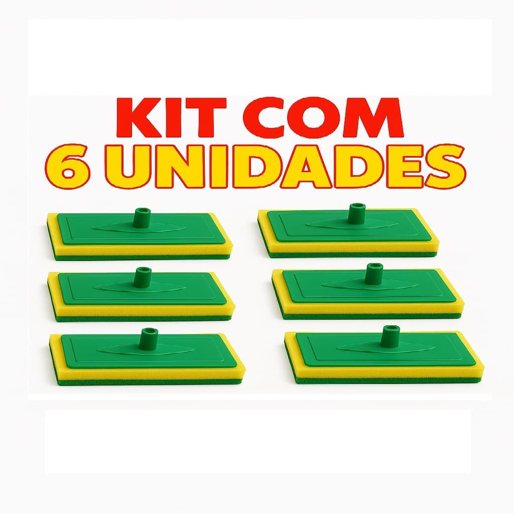 6 Rodos Abrasivo Mop Esponja Lava Piso E Azulejo ** SEM CABO * * ENVIO IMEDIATO